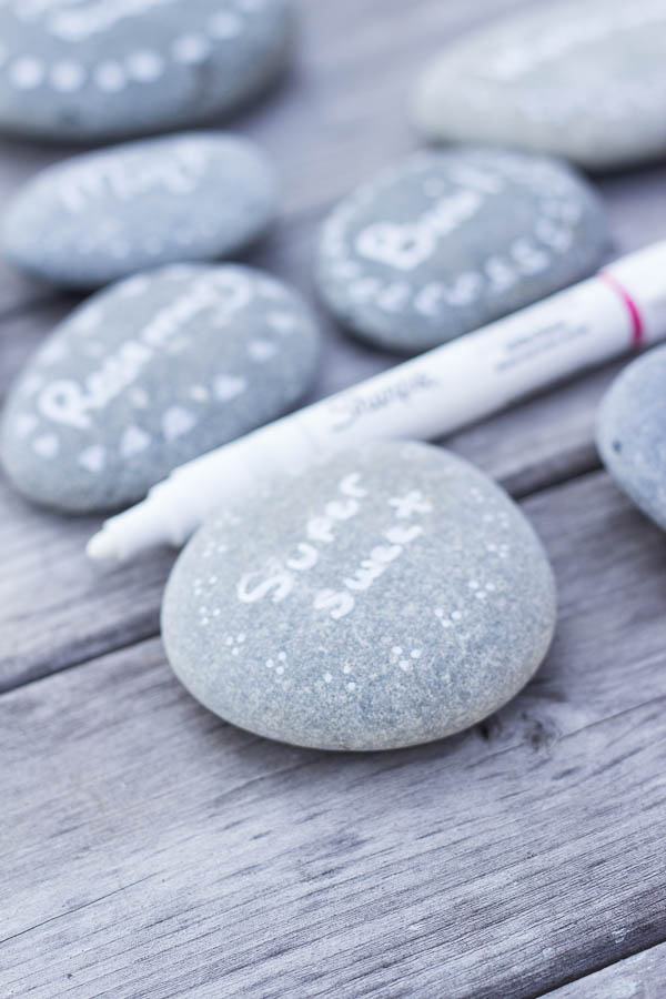 Beach Stone Garden Markers - Finding Silver Pennies