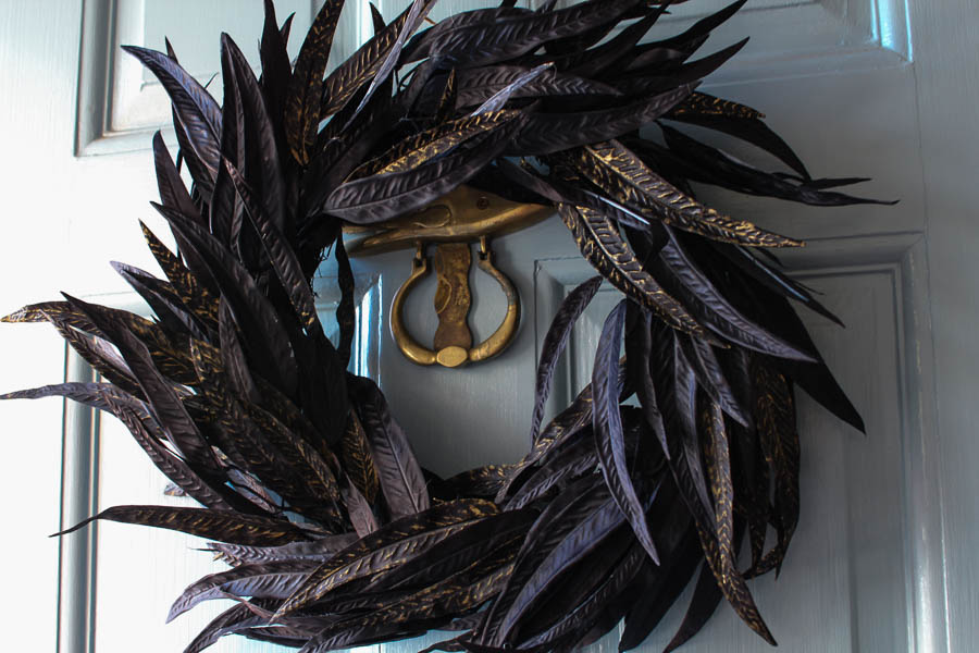 Halloween Wreath With Black Feathers Finding Silver Pennies