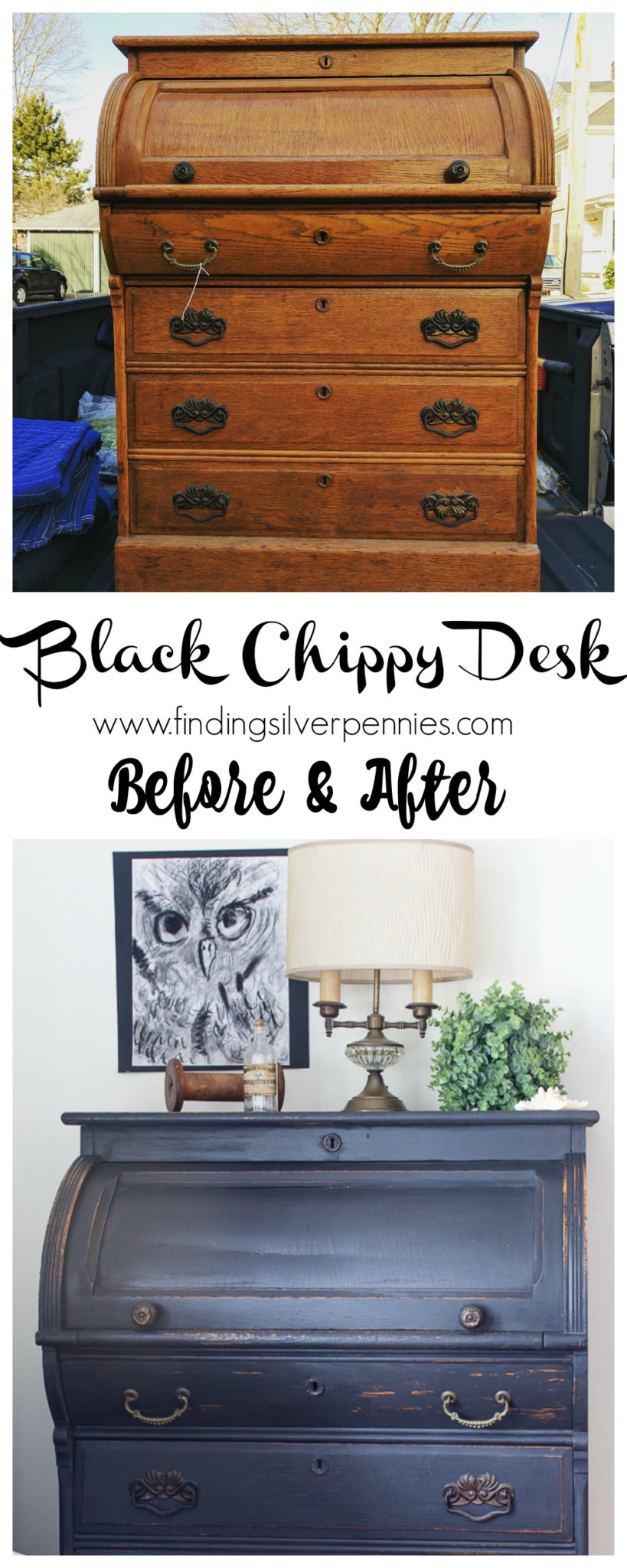 A Black Chippy Roll Top Desk Finding Silver Pennies